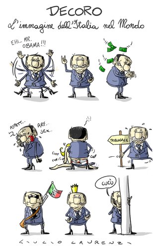 Cartoon: Decoro Colore (medium) by Giulio Laurenzi tagged berlusconi,italia,mondo