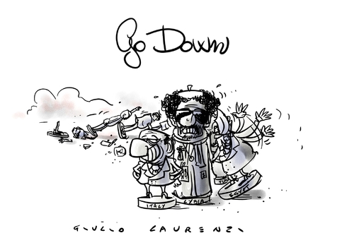 Cartoon: Go Down (medium) by Giulio Laurenzi tagged berlusconi,gheddafi,mubarak,revolution