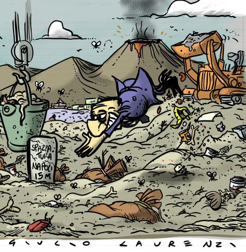 Cartoon: Greetings from Naples (medium) by Giulio Laurenzi tagged berlusconi,garbage,trash,naples