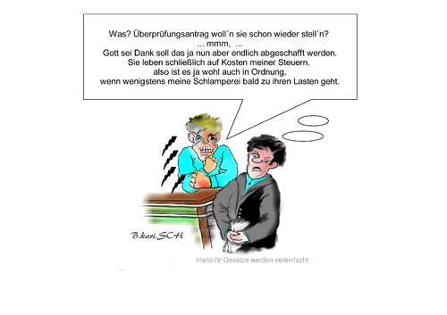Cartoon: Hartz-IV-Gesetz vereinfacht (medium) by BES tagged wirtschaft,armut,soziales,jobcenter,steuern,hartz4