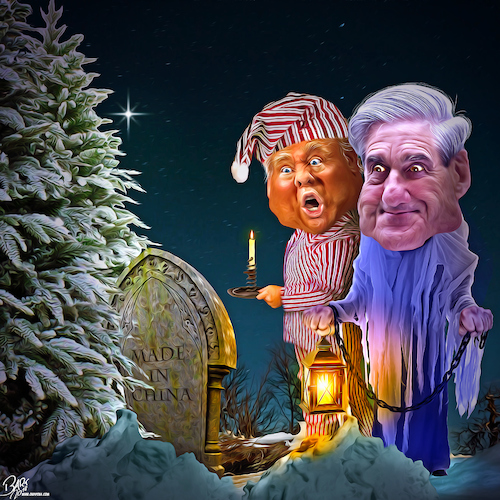 Cartoon: Ghost of Christmas yet to come (medium) by Bart van Leeuwen tagged christmas,trump,mueller,scrooge,hollidays