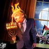 Cartoon: Fat in Fire (small) by Bart van Leeuwen tagged palestina,trump,jerusalem,israel,alfred,nobel,nobelprize,peace,intifada