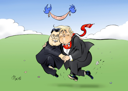 Cartoon: Big Love (medium) by Paolo Calleri tagged usa,us,praesident,donlad,trump,nordkorea,treffen,juni,kim,jong,un,gespraech,dialog,welt,frieden,krieg,walkmapfveranstaltung,bekundung,liebe,usa,us,praesident,donlad,trump,nordkorea,treffen,juni,kim,jong,un,gespraech,dialog,welt,frieden,krieg,walkmapfveranstaltung,bekundung,liebe