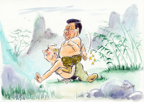 Cartoon: Der Beginn einer (medium) by Paolo Calleri tagged russland,china,besuch,wirtschaft,auslandsreise,amtszeit,putin,praesident,xi,jinping,interessen,politik,karikatur,cartoon,paolo,calleri,russland,china,besuch,wirtschaft,auslandsreise,amtszeit,putin,praesident,xi,jinping,interessen,politik,karikatur,cartoon,paolo,calleri