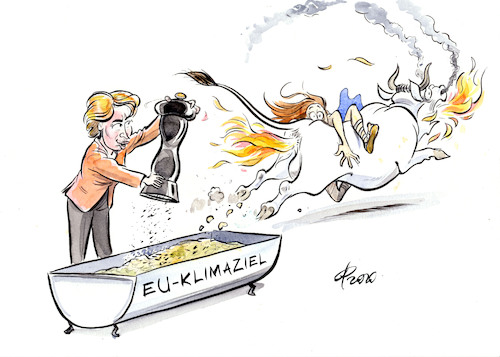 Cartoon: Feuer unterm Hintern (medium) by Paolo Calleri tagged eu,europa,kommission,praesidentin,ursula,von,der,leyen,klima,klimawandel,klimaziel,verschaerfung,wirtschaft,arbeit,soziales,gesellschaft,zeit,2030,reduktion,einsparungen,plan,mitgliedslaender,parlament,karikatur,cartoon,paolo,calleri,eu,europa,kommission,praesidentin,ursula,von,der,leyen,klima,klimawandel,klimaziel,verschaerfung,wirtschaft,arbeit,soziales,gesellschaft,zeit,2030,reduktion,einsparungen,plan,mitgliedslaender,parlament,karikatur,cartoon,paolo,calleri