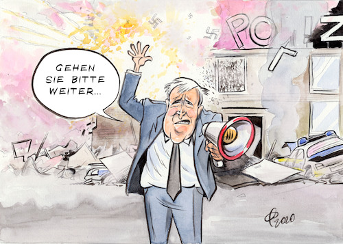 Cartoon: Gehen Sie bitte weiter... (medium) by Paolo Calleri tagged deutschland,polizei,polizisten,chat,chatgruppen,rechtsextremismus,studie,biundesinnenminister,horst,seehofer,strukturenn,nationalismus,karikatur,cartoon,paolo,calleri,deutschland,polizei,polizisten,chat,chatgruppen,rechtsextremismus,studie,biundesinnenminister,horst,seehofer,strukturenn,nationalismus,karikatur,cartoon,paolo,calleri