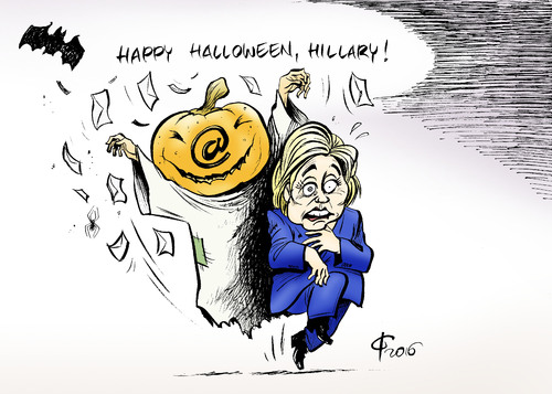 Cartoon: Happy Halloween (medium) by Paolo Calleri tagged usa,wahlen,praesidentschaft,praesidentschaftswahl,wahlkampf,kandidatin,hillary,clinton,email,affaere,fbi,untersuchung,informationen,ermittlungen,karikatur,cartoon,paolo,calleri,usa,wahlen,praesidentschaft,praesidentschaftswahl,wahlkampf,kandidatin,hillary,clinton,email,affaere,fbi,untersuchung,informationen,ermittlungen,karikatur,cartoon,paolo,calleri