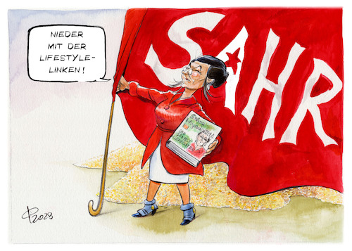 Cartoon: Klassenkämpferin (medium) by Paolo Calleri tagged parteien,deutschland,linke,linkspartei,sahra,wagenknecht,lifestyle,kritik,gesellschaft,wirtschaft,politik,buch,nebeneinkuenfte,bundestag,klassenkampf,karikatur,cartoon,paolo,calleri,parteien,deutschland,linke,linkspartei,sahra,wagenknecht,lifestyle,kritik,gesellschaft,wirtschaft,politik,buch,nebeneinkuenfte,bundestag,klassenkampf,karikatur,cartoon,paolo,calleri