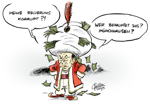 Cartoon: Schief gewickelt (medium) by Paolo Calleri tagged türkei,ankara,ministerpräsident,recep,tayyip,erdogan,korruption,korruptionsskandal,minister,rücktritte,kabinett,kabinettumbildung,sultan,baron,münchhausen,verschwörungstheorien,ausland,lügengeschichten,karikatur,cartoon,paolo,calleri,türkei,ankara,ministerpräsident,recep,tayyip,erdogan,korruption,korruptionsskandal,minister,rücktritte,kabinett,kabinettumbildung,sultan,baron,münchhausen,verschwörungstheorien,ausland,lügengeschichten,karikatur,cartoon,paolo,calleri