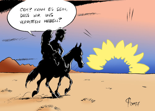 Cartoon: Sonnenblumenuntergang (medium) by Paolo Calleri tagged deutschland,parteien,wahlen,wahlkampf,bundestag,buendnis,90,gruene,spitzen,umfragen,umfragentief,orientierung,richtung,themen,oekologie,umwelt,besserverdiener,glaubwuerdigkeit,cem,oezdemir,katrin,goering,eckardt,karikatur,cartoon,paolo,calleri,deutschland,parteien,wahlen,wahlkampf,bundestag,buendnis,90,gruene,spitzen,umfragen,umfragentief,orientierung,richtung,themen,oekologie,umwelt,besserverdiener,glaubwuerdigkeit,cem,oezdemir,katrin,goering,eckardt,karikatur,cartoon,paolo,calleri