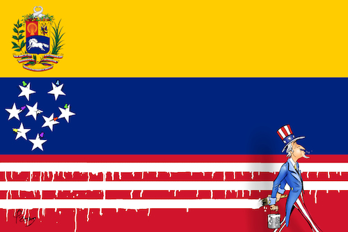 Cartoon: Staatsstreicher (medium) by Paolo Calleri tagged usa,amerika,lateinamerika,staaten,venezuela,maduro,demokratie,wahlen,opposition,guaido,einmischung,öl,wirtschaft,unternehmen,not,undemokratisch,karikatur,cartoon,paolo,calleri,usa,amerika,lateinamerika,staaten,venezuela,maduro,demokratie,wahlen,opposition,guaido,einmischung,öl,wirtschaft,unternehmen,not,undemokratisch,karikatur,cartoon,paolo,calleri