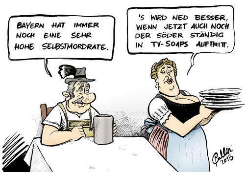 Cartoon: Suizide (medium) by Paolo Calleri tagged calleri,paolo,cartoon,karikatur,empoerung,propaganda,seifenoper,soap,tv,rundfunk,bayerischer,br,gastauftritt,soeder,markus,heimat,landesentwicklung,finanzen,staatsminister,parteien,csu,suizid,selbstmord,bayern,deutschland,deutschland,bayern,selbstmord,suizid,csu,parteien,staatsminister,finanzen,landesentwicklung,heimat,markus,soeder,gastauftritt,br,bayerischer,rundfunk,tv,soap,seifenoper,propaganda,empoerung,karikatur,cartoon,paolo,calleri