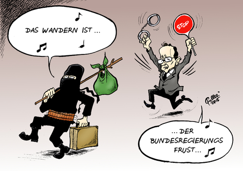 Cartoon: Terror-Reisen (medium) by Paolo Calleri tagged deutschland,bundesregierung,bundesjustizminister,heiko,maas,dschihad,dschihadisten,reisen,terrorismus,terrorcamp,aktivitaeten,ausland,ausreisen,kaempfer,sicherheit,ausbildungslager,islamischer,staat,is,sicherheitspolitik,gesetze,verschaerfung,karikatur,cartoon,paolo,calleri,deutschland,bundesregierung,bundesjustizminister,heiko,maas,dschihad,dschihadisten,reisen,terrorismus,terrorcamp,aktivitaeten,ausland,ausreisen,kaempfer,sicherheit,ausbildungslager,islamischer,staat,is,sicherheitspolitik,gesetze,verschaerfung,karikatur,cartoon,paolo,calleri