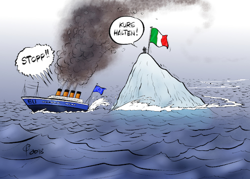 Cartoon: Verfahrene Situation (medium) by Paolo Calleri tagged eu,kommission,italien,haushalt,haushaltsstreit,ausgaben,defizit,defizitverfahren,sanktionen,regierung,rom,lega,5sterne,stelle,populisten,populismus,euro,eurozone,stabilitaet,kritik,schulden,neuverschuldung,karikatur,cartoon,paolo,calleri,eu,kommission,italien,haushalt,haushaltsstreit,ausgaben,defizit,defizitverfahren,sanktionen,regierung,rom,lega,5sterne,stelle,populisten,populismus,euro,eurozone,stabilitaet,kritik,schulden,neuverschuldung,karikatur,cartoon,paolo,calleri