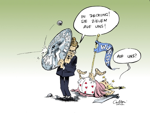 Cartoon: Würden... träger? (medium) by Paolo Calleri tagged umfragewerte,druck,rücktritt,diekmann,kai,verlag,springer,bild,medienaffäre,kreditaffäre,wulff,christian,bundespräsident,bundespräsident,wulff,kreditaffäre,bild,springer