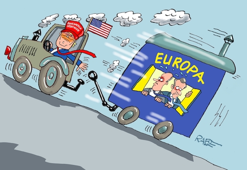 Cartoon: Abgekoppelt (medium) by RABE tagged merz,union,kanzler,fritze,koalition,spd,klingbeil,bundesregierung,rabe,ralf,böhme,cartoon,karikatur,pressezeichnung,farbcartoon,tagescartoon,fett,fettnapf,drecksarbeit,stelzen,training,eu,europa,frankreich,deutschland,macron,donald,trump,usa,traktor,anhänger,anhängerkupplung,nato,unterstützung,bergab,merz,union,kanzler,fritze,koalition,spd,klingbeil,bundesregierung,rabe,ralf,böhme,cartoon,karikatur,pressezeichnung,farbcartoon,tagescartoon,fett,fettnapf,drecksarbeit,stelzen,training,eu,europa,frankreich,deutschland,macron,donald,trump,usa,traktor,anhänger,anhängerkupplung,nato,unterstützung,bergab