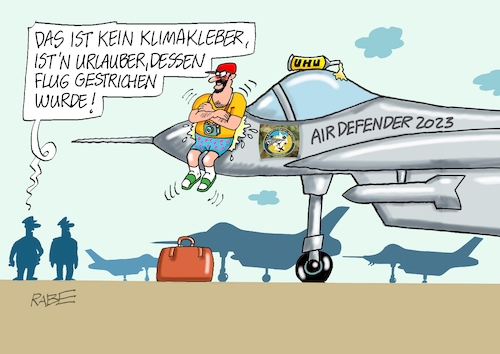 Cartoon: Abreise (medium) by RABE tagged klima,klimaziele,klimawende,ampel,wissing,streit,umsetzung,rabe,ralf,böhme,cartoon,karikatur,pressezeichnung,farbcartoon,tagescartoon,dürre,klimakatastrophe,urlaub,urlauber,reisende,fluggäste,passagiere,passagiermaschine,air,defender,nato,luftwaffenübung,kampfjet,kampfflugzeuge,natoübung,klima,klimaziele,klimawende,ampel,wissing,streit,umsetzung,rabe,ralf,böhme,cartoon,karikatur,pressezeichnung,farbcartoon,tagescartoon,dürre,klimakatastrophe,urlaub,urlauber,reisende,fluggäste,passagiere,passagiermaschine,air,defender,nato,luftwaffenübung,kampfjet,kampfflugzeuge,natoübung