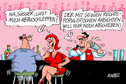 Cartoon: Absacker (medium) by RABE tagged afd,reichsbürger,demokratiefördergesetz,rabe,ralf,böhme,cartoon,karikatur,pressezeichnung,farbcartoon,tagescartoon,rechte,höcke,rechtspopulisten,abschiebung,migranten,flüchtlinge,bar,barkeeper,absacker,anmache,abschlepper,afd,reichsbürger,demokratiefördergesetz,rabe,ralf,böhme,cartoon,karikatur,pressezeichnung,farbcartoon,tagescartoon,rechte,höcke,rechtspopulisten,abschiebung,migranten,flüchtlinge,bar,barkeeper,absacker,anmache,abschlepper