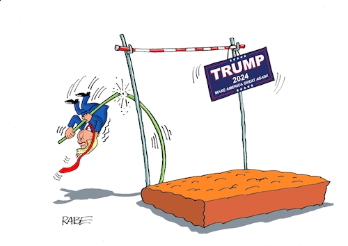 Cartoon: Absprung (medium) by RABE tagged donald,trump,joe,biden,republikaner,demokraten,präsidentenamt,kandidatur,präsidentenwahl,washington,kongress,rabe,ralf,böhme,cartoon,karikatur,pressezeichnung,farbcartoon,tagescartoon,stabhochsprung,sport,stabhochspringer,latte,matte,bruch,absturz,donald,trump,joe,biden,republikaner,demokraten,präsidentenamt,kandidatur,präsidentenwahl,washington,kongress,rabe,ralf,böhme,cartoon,karikatur,pressezeichnung,farbcartoon,tagescartoon,stabhochsprung,sport,stabhochspringer,latte,matte,bruch,absturz