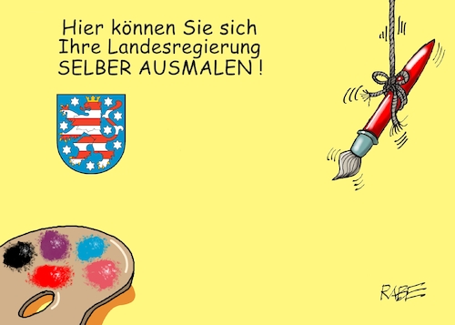 Cartoon: Alles paletti? (medium) by RABE tagged landtagswahl,thüringen,septemper,cdu,afd,mario,voigt,bernd,höcke,tv,duell,fernsehduell,rabe,ralf,böhme,cartoon,karikatur,pressezeichnung,farbcartoon,tagescartoon,sachsen,wechselwähler,linke,bsw,ramelow,pinsel,farben,palette,landtagswahl,thüringen,septemper,cdu,afd,mario,voigt,bernd,höcke,tv,duell,fernsehduell,rabe,ralf,böhme,cartoon,karikatur,pressezeichnung,farbcartoon,tagescartoon,sachsen,wechselwähler,linke,bsw,ramelow,pinsel,farben,palette