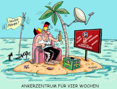 Cartoon: Ankerzentrum II (medium) by RABE tagged merkel,kanzlerin,bundestag,befragung,fragestunde,rede,antwort,parteien,abgeordnete,rabe,ralf,böhme,cartoon,karikatur,pressezeichnung,farbcartoon,tagescartoon,anker,ankerzentrum,horst,seehofer,fußball,wm,russland,elf,ball,toor,insel,palme,tv,schüssel,ruhe,löw,mannschaft,sieger,sport,merkel,kanzlerin,bundestag,befragung,fragestunde,rede,antwort,parteien,abgeordnete,rabe,ralf,böhme,cartoon,karikatur,pressezeichnung,farbcartoon,tagescartoon,anker,ankerzentrum,horst,seehofer,fußball,wm,russland,elf,ball,toor,insel,palme,tv,schüssel,ruhe,löw,mannschaft,sieger,sport