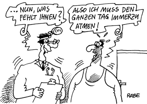 Cartoon: Atempause (medium) by RABE tagged gesundheit,atmen,atempause,arzt,doktor,diagnose,sprechzimmer,patient,gesundheitsreform,rösler,fdp,gesundheitsminister,euro,krise,mann,männer,untersuchung,lunge,atmungsorgan,sauerstoff,lungenflügel,stetoskop,brille,wartezimmer,praxisgebühr,arztpraxis,atemtechnik,luftholen,gesundheit,atmen,atempause,arzt,doktor,diagnose,sprechzimmer,patient,gesundheitsreform