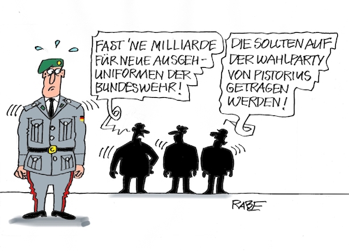 Cartoon: Aus gut uniformierten Kreisen (medium) by RABE tagged ampel,ampelregierung,rot,grün,gelb,fdp,spd,grüne,rabe,ralf,böhme,cartoon,karikatur,pressezeichnung,farbcartoon,tagescartoon,inflation,einkommen,rente,rentenpaket,bruch,streit,neuwahlen,wahlkampf,vertrauensfrage,wahlkandidat,pistorius,uniformen,ausgehuniform,bundeswehr,wahlparty,ampel,ampelregierung,rot,grün,gelb,fdp,spd,grüne,rabe,ralf,böhme,cartoon,karikatur,pressezeichnung,farbcartoon,tagescartoon,inflation,einkommen,rente,rentenpaket,bruch,streit,neuwahlen,wahlkampf,vertrauensfrage,wahlkandidat,pistorius,uniformen,ausgehuniform,bundeswehr,wahlparty