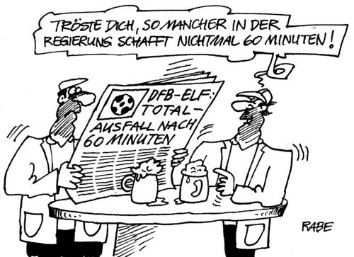 Cartoon: Ausfallerscheinung (medium) by RABE tagged totalausfall,löw,dfb,nationalelf,fußball,schweden,unentschieden,trainer,team,elf,leistungseinbruch,wm,qualifikation,bundesregierung,abgeordnete,volksvertreter,opposition,merkel,kanzlerin,cdu,fdp,minister,bundestag,berlin,cartoon,karikatur,rabe,ralf,böhme,stammtisch,sportzeitung,schlagzeile,bier,bierglas,totalausfall,löw,dfb,nationalelf,fußball,schweden,unentschieden,trainer,team,elf,leistungseinbruch,wm,qualifikation,bundesregierung,abgeordnete,volksvertreter,opposition,merkel,kanzlerin,cdu,fdp,minister,bundestag,berlin,cartoon,karikatur,rabe,ralf,böhme,stammtisch,sportzeitung,schlagzeile,bier,bierglas