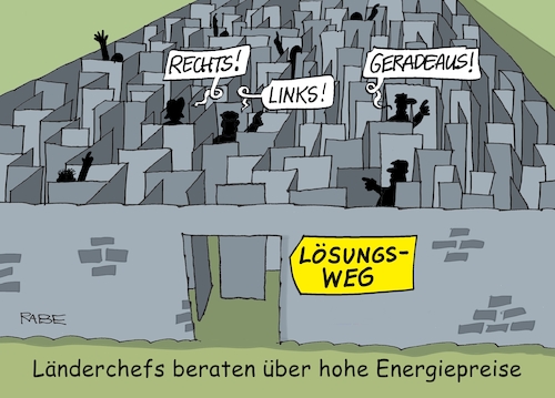 Cartoon: Auswegsuche (medium) by RABE tagged gas,gassparen,gasnotstand,gasgeben,sanktionen,gasspeicher,gasheizung,rabe,ralf,böhme,cartoon,karikatur,pressezeichnung,farbcartoon,tagescartoon,robert,habeck,putin,ukrainekrieg,energiekrise,energiepreise,kostenexplosion,irrgarten,labyrint,beratung,ausweg,länderchefs,länderminister,lösungssuche,inflation,preissteigerungen,gas,gassparen,gasnotstand,gasgeben,sanktionen,gasspeicher,gasheizung,rabe,ralf,böhme,cartoon,karikatur,pressezeichnung,farbcartoon,tagescartoon,robert,habeck,putin,ukrainekrieg,energiekrise,energiepreise,kostenexplosion,irrgarten,labyrint,beratung,ausweg,länderchefs,länderminister,lösungssuche,inflation,preissteigerungen