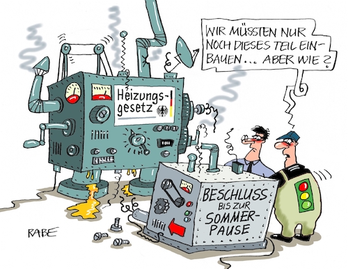 Cartoon: Bauelemente (medium) by RABE tagged heizung,heizungsgesetz,wärmewende,heizungstausch,wärmepumpen,gasheizung,ölheizung,grüne,habeck,fdp,rabe,ralf,böhme,cartoon,karikatur,pressezeichnung,farbcartoon,tagescartoon,bundesregierung,parlament,sommerpause,abstimmung,beschluss,maschinen,maschinenteile,zahnräder,schrauben,handwerker,monteure,schlosser,heizung,heizungsgesetz,wärmewende,heizungstausch,wärmepumpen,gasheizung,ölheizung,grüne,habeck,fdp,rabe,ralf,böhme,cartoon,karikatur,pressezeichnung,farbcartoon,tagescartoon,bundesregierung,parlament,sommerpause,abstimmung,beschluss,maschinen,maschinenteile,zahnräder,schrauben,handwerker,monteure,schlosser