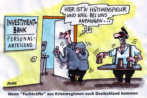 Cartoon: Behütetes (medium) by RABE tagged fachkräfte,fachkräftemangel,spezialisten,wirtschaft,industrie,deutschland,bundesrepublik,unternehmen,einstellung,arbeitsplatz,personalabteilung,bewerbung,krisengebiet,krisenregion,ausländer,migranten,bank,investmentbank,invetsment,börse,spekulanten,zinsen,kredit,kreditabteilung,dax,dowjones,banker,anleger,euro,krise,brüssel,finanzminister,aufschwung,konjunktur,arbeitsmarkt,hütchenspieler,hütchen,griechenland,portugal,spanien,südosteuropa,europa,anfang,beinn,einstieg,chefetage,südländer,fachkräfte,spezialisten,wirtschaft,deutschland,bundesrepublik,unternehmen