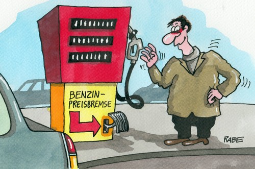 Cartoon: Benzinpreisbremse (medium) by RABE tagged benzinpreisbremse,bremse,benzin,kraftstoff,altmaier,bundesumweltminister,energiewende,rabe,ralf,böhme,cartoon,karikatur,pressezeichnung,farbcartoon,preissprünge,sprit,zapfsäule,kraftfahrer,autofahrer,tankstelle,super,transparenzstelle,verkehrsminister,verkehrsminissterium,eu,preiskontrolle,ölmultis,ölkonzerne,benzinpreisbremse,bremse,benzin,kraftstoff,altmaier,bundesumweltminister,energiewende,rabe,ralf,böhme,cartoon,karikatur,pressezeichnung,farbcartoon,preissprünge,sprit,zapfsäule,kraftfahrer,autofahrer,tankstelle,super,transparenzstelle,verkehrsminister,verkehrsminissterium,eu,preiskontrolle,ölmultis,ölkonzerne