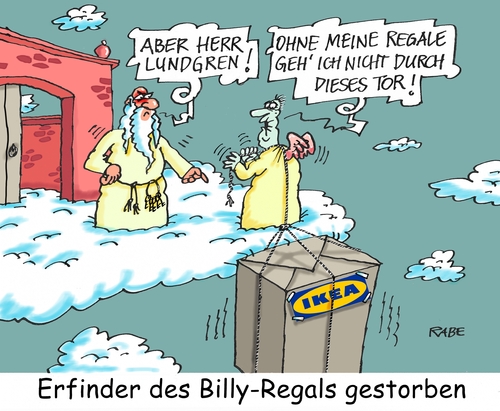 Cartoon: Billy (medium) by RABE tagged ikea,billy,regale,lundgren,schweden,bücherregal,aufbauanleitung,rabe,ralf,böhme,cartoon,karikatur,pressezeichnung,farbcartoon,tagescartoon,himmel,himmelspforte,petrus,möbel,möbelkarton,ikea,billy,regale,lundgren,schweden,bücherregal,aufbauanleitung,rabe,ralf,böhme,cartoon,karikatur,pressezeichnung,farbcartoon,tagescartoon,himmel,himmelspforte,petrus,möbel,möbelkarton