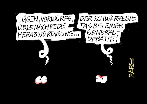 Cartoon: Black Mittwoch (medium) by RABE tagged merz,union,kanzler,fritze,koalition,spd,klingbeil,bundesregierung,rabe,ralf,böhme,cartoon,karikatur,pressezeichnung,farbcartoon,tagescartoon,trump,putin,krisen,tv,nachrichten,weidel,afd,generaldebatte,elefantenrunde,beleidigung,bundestag,schlagabtausch,lüge,vorwürfe,herabwürdigung,haushaltdebatte,schwarz,dunkelheit,merz,union,kanzler,fritze,koalition,spd,klingbeil,bundesregierung,rabe,ralf,böhme,cartoon,karikatur,pressezeichnung,farbcartoon,tagescartoon,trump,putin,krisen,tv,nachrichten,weidel,afd,generaldebatte,elefantenrunde,beleidigung,bundestag,schlagabtausch,lüge,vorwürfe,herabwürdigung,haushaltdebatte,schwarz,dunkelheit