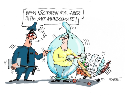 Cartoon: Blasenkrank (medium) by RABE tagged virus,corona,pandemie,coronakrise,rabe,ralf,böhme,cartoon,karikatur,pressezeichnung,farbcartoon,tagescartoon,viren,virenschutz,mundschutz,desinfektion,föderal,föderalismus,ländersache,virologen,abstandhalten,samstag,kunde,shopping,samstagshopping,einzelhändler,kaufhalle,korbwagen,kondom,polizist,supermarkt,samstagseinkauf,virus,corona,pandemie,coronakrise,rabe,ralf,böhme,cartoon,karikatur,pressezeichnung,farbcartoon,tagescartoon,viren,virenschutz,mundschutz,desinfektion,föderal,föderalismus,ländersache,virologen,abstandhalten,samstag,kunde,shopping,samstagshopping,einzelhändler,kaufhalle,korbwagen,kondom,polizist,supermarkt,samstagseinkauf