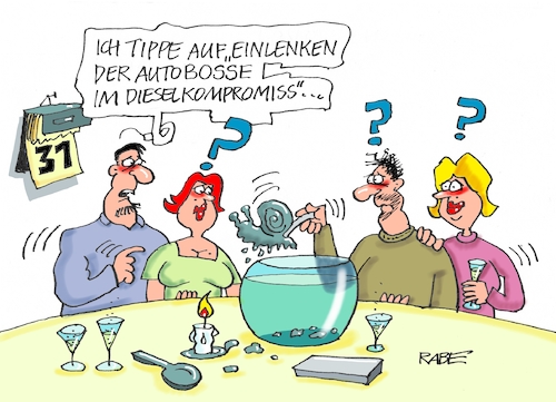 Cartoon: Bleigießen II (medium) by RABE tagged blei,bleigießen,silvester,neujahr,vorsätze,silvesterfeier,silvesterabend,kalender,bowle,rabe,ralf,böhme,cartoon,karikatur,pressezeichnung,farbcartoon,tagescartoon,drucker,drei,drucktechnik,vw,autokonzern,autobosse,dieselskandal,regelung,innenstädte,nachrüstung,schnecke,langsamkeit,software,update,blei,bleigießen,silvester,neujahr,vorsätze,silvesterfeier,silvesterabend,kalender,bowle,rabe,ralf,böhme,cartoon,karikatur,pressezeichnung,farbcartoon,tagescartoon,drucker,drei,drucktechnik,vw,autokonzern,autobosse,dieselskandal,regelung,innenstädte,nachrüstung,schnecke,langsamkeit,software,update