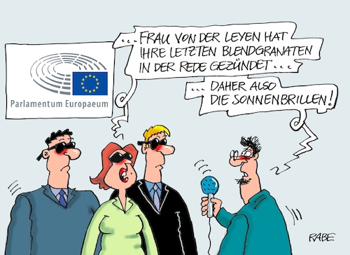 Cartoon: Blendwerkzeug (medium) by RABE tagged europawahl,mai,brüssel,eu,rabe,ralf,böhme,cartoon,karikatur,pressezeichnung,farbcartoon,tagescartoon,kreistag,kreistagswahlen,wahlsonntag,sitze,kandidaten,wahlcoaching,wähler,wählercoaching,coach,rede,europaparlament,blendgranaten,ursula,von,der,leyen,kommissionspräsidentin,wahl,sonnenbrillen,juncker,tusk,weber,merkel,europawahl,mai,brüssel,eu,rabe,ralf,böhme,cartoon,karikatur,pressezeichnung,farbcartoon,tagescartoon,kreistag,kreistagswahlen,wahlsonntag,sitze,kandidaten,wahlcoaching,wähler,wählercoaching,coach,rede,europaparlament,blendgranaten,ursula,von,der,leyen,kommissionspräsidentin,wahl,sonnenbrillen,juncker,tusk,weber,merkel