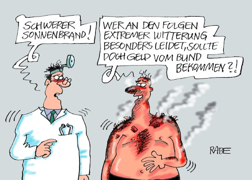 Cartoon: Brandgefährlich (medium) by RABE tagged klimawandel,umwelt,umweltministerin,schulze,sp,klimapreis,heizung,auto,rabe,ralf,böhme,cartoon,karikatur,pressezeichnung,farbcartoon,tagescartoon,brücke,bettler,verkehr,klimaprämie,friday,for,future,sonnenbrand,hitze,arzt,hilfe,extreme,extremwitterung,geld,soforthilfe,bund,klimaschäden,entschädigung,klimawandel,umwelt,umweltministerin,schulze,sp,klimapreis,heizung,auto,rabe,ralf,böhme,cartoon,karikatur,pressezeichnung,farbcartoon,tagescartoon,brücke,bettler,verkehr,klimaprämie,friday,for,future,sonnenbrand,hitze,arzt,hilfe,extreme,extremwitterung,geld,soforthilfe,bund,klimaschäden,entschädigung