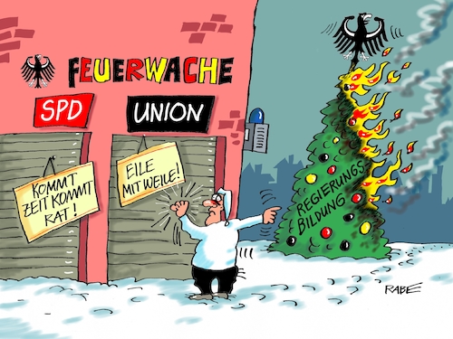 Cartoon: Brandgeruch (medium) by RABE tagged grüne,jamaika,sondierungsgespräche,regierungsbildung,amtshandlung,rabe,ralf,böhme,cartoon,karikatur,pressezeichnung,farbcartoon,tagescartoon,sondierung,endergebnis,steinmeier,spd,union,merkel,cdu,csu,bellevue,zeit,bürger,michel,langsamkeit,minderheitsregierung,opposition,groko,neuwahlen,weihnacheten,weihnachtsbaum,feuer,feuerwache,feuerwehr,bund,bescherung,grüne,jamaika,sondierungsgespräche,regierungsbildung,amtshandlung,rabe,ralf,böhme,cartoon,karikatur,pressezeichnung,farbcartoon,tagescartoon,sondierung,endergebnis,steinmeier,spd,union,merkel,cdu,csu,bellevue,zeit,bürger,michel,langsamkeit,minderheitsregierung,opposition,groko,neuwahlen,weihnacheten,weihnachtsbaum,feuer,feuerwache,feuerwehr,bund,bescherung