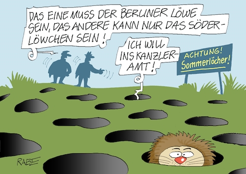 Cartoon: Brüller (medium) by RABE tagged sommer,sommerloch,sommerlöcher,löwe,löwin,berlin,suche,fahndung,ranbe,ralf,böhme,cartoon,karikatur,pressezeichnung,farbcartoon,tagescartoon,bayern,söder,csu,kanzleramt,merz,kanzlerkandidat,löwchen,sommer,sommerloch,sommerlöcher,löwe,löwin,berlin,suche,fahndung,ranbe,ralf,böhme,cartoon,karikatur,pressezeichnung,farbcartoon,tagescartoon,bayern,söder,csu,kanzleramt,merz,kanzlerkandidat,löwchen