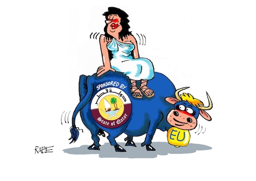 Cartoon: Bullensponsor (medium) by RABE tagged eu,parlament,brüssel,abgeordnete,euro,stier,bulle,europa,frau,rabe,ralf,böhme,cartoon,karikatur,pressezeichnung,farbcartoon,tagescartoon,sponsor,sponsoring,unterstützung,bestechung,bestechungsgelder,katar,quatar,scheich,wm,eu,parlament,brüssel,abgeordnete,euro,stier,bulle,europa,frau,rabe,ralf,böhme,cartoon,karikatur,pressezeichnung,farbcartoon,tagescartoon,sponsor,sponsoring,unterstützung,bestechung,bestechungsgelder,katar,quatar,scheich,wm