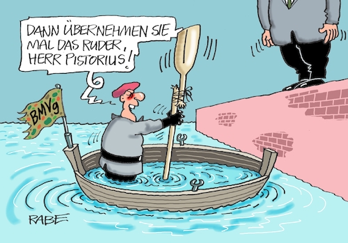 Cartoon: Das Boot (medium) by RABE tagged boris,pistorius,verteidigungsminister,lambrecht,rücktritt,bmvg,vereidigung,scholz,neubesetzung,offizier,bundeswehr,rabe,ralf,böhme,cartoon,karikatur,pressezeichnung,farbcartoon,tagescartoon,amtsvorgängerin,amtsübernahme,boot,see,meer,ruder,leck,boris,pistorius,verteidigungsminister,lambrecht,rücktritt,bmvg,vereidigung,scholz,neubesetzung,offizier,bundeswehr,rabe,ralf,böhme,cartoon,karikatur,pressezeichnung,farbcartoon,tagescartoon,amtsvorgängerin,amtsübernahme,boot,see,meer,ruder,leck