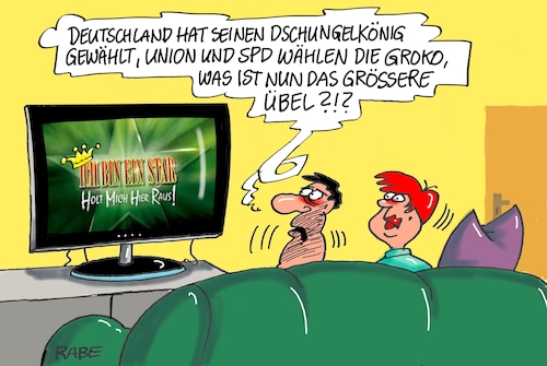 Cartoon: Das große Übel (medium) by RABE tagged sonderparteitag,spd,martin,schulz,ja,groko,koalitionsverhandlungen,rabe,ralf,böhme,cartoon,karikatur,pressezeichnung,farbcartoon,tagescartoon,merkel,union,koalitionsgespräche,zielgerade,wahl,rtl,dschungelcamp,übel,sonderparteitag,spd,martin,schulz,ja,groko,koalitionsverhandlungen,rabe,ralf,böhme,cartoon,karikatur,pressezeichnung,farbcartoon,tagescartoon,merkel,union,koalitionsgespräche,zielgerade,wahl,rtl,dschungelcamp,übel