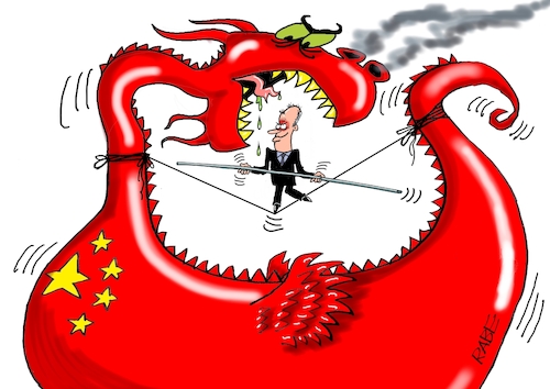 Cartoon: Drahtseilakt (medium) by RABE tagged merz,kanzler,koalition,union,spd,klingbeil,cartoon,karikatur,pressezeichnung,farbcartoon,tagescartoon,bürokratie,verwaltung,beamte,modernisierung,monster,drachen,schwert,holzschwert,nägel,säge,china,peking,chinabesuch,drahtseil,drache,artist,balance,xi,jinping,wirtschaftsvertrag,merz,kanzler,koalition,union,spd,klingbeil,cartoon,karikatur,pressezeichnung,farbcartoon,tagescartoon,bürokratie,verwaltung,beamte,modernisierung,monster,drachen,schwert,holzschwert,nägel,säge,china,peking,chinabesuch,drahtseil,drache,artist,balance,xi,jinping,wirtschaftsvertrag