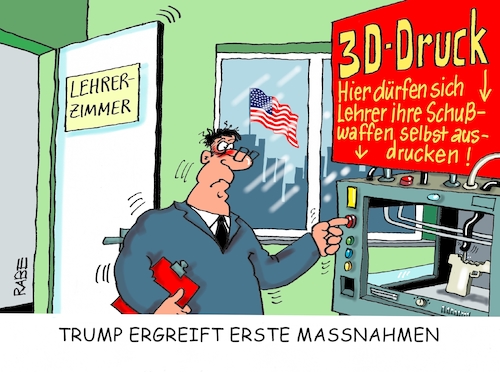 Cartoon: Drei D (medium) by RABE tagged donald,trump,usa,us,president,washington,botschaften,länder,hauptstädte,rabe,ralf,böhme,cartoon,karikatur,pressezeichnung,farbcartoon,tagescartoon,schulmassaker,massaker,florida,schule,schüler,lehrer,waffenlobby,sturmgewehr,vorsichtsmaßnahmen,waffennarren,bewaffnung,amokschütze,lehrerzimmer,drucker,drei,pistole,donald,trump,usa,us,president,washington,botschaften,länder,hauptstädte,rabe,ralf,böhme,cartoon,karikatur,pressezeichnung,farbcartoon,tagescartoon,schulmassaker,massaker,florida,schule,schüler,lehrer,waffenlobby,sturmgewehr,vorsichtsmaßnahmen,waffennarren,bewaffnung,amokschütze,lehrerzimmer,drucker,drei,pistole