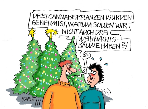 Cartoon: Dreimal Cannabis (medium) by RABE tagged ampel,ampelregierung,rot,grün,gelb,fdp,spd,grüne,rabe,ralf,böhme,cartoon,karikatur,pressezeichnung,farbcartoon,tagescartoon,inflation,einkommen,rente,rentenpaket,bruch,streit,neuwahlen,cannabis,cannabispflanzen,cannabisgesetz,weihnachten,weihnachtsbaum,bescherung,geschenke,ampel,ampelregierung,rot,grün,gelb,fdp,spd,grüne,rabe,ralf,böhme,cartoon,karikatur,pressezeichnung,farbcartoon,tagescartoon,inflation,einkommen,rente,rentenpaket,bruch,streit,neuwahlen,cannabis,cannabispflanzen,cannabisgesetz,weihnachten,weihnachtsbaum,bescherung,geschenke