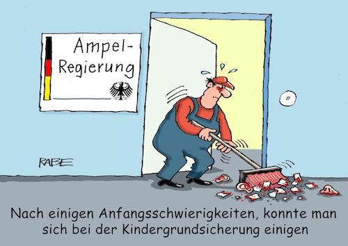 Cartoon: Einigung (medium) by RABE tagged ampelregierung,scholz,spd,grüne,fdp,lindner,kinder,kindergrundsicherung,rabe,ralf,böhme,cartoon,karikatur,pressezeichnung,farbcartoon,tagescartoon,hausmeister,ohren,zähne,besen,ampelregierung,scholz,spd,grüne,fdp,lindner,kinder,kindergrundsicherung,rabe,ralf,böhme,cartoon,karikatur,pressezeichnung,farbcartoon,tagescartoon,hausmeister,ohren,zähne,besen