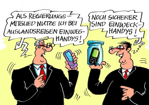 Cartoon: Einwegandys (medium) by RABE tagged abgeordnete,auslandsfahrten,auslandsmissionen,bundestag,bundesregierung,diplomaten,handys,tablet,smartphone,einweghandy,nsa,abhörskandal,wegwerfhandys,rabe,ralf,böhme,cartoon,karikatur,pressezeichnung,farbcartoon,tagescartoon,einweckglas,abhörsicher,wanzen,spionage,bnd,abgeordnete,auslandsfahrten,auslandsmissionen,bundestag,bundesregierung,diplomaten,handys,tablet,smartphone,einweghandy,nsa,abhörskandal,wegwerfhandys,rabe,ralf,böhme,cartoon,karikatur,pressezeichnung,farbcartoon,tagescartoon,einweckglas,abhörsicher,wanzen,spionage,bnd