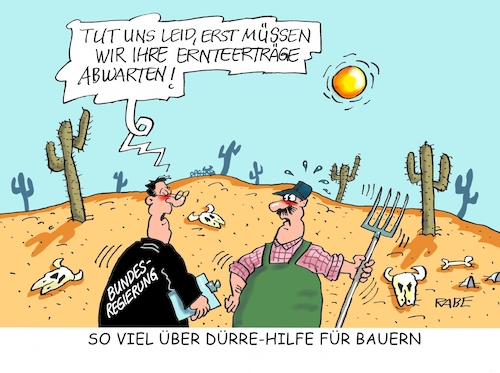 Cartoon: Erntehilfen (medium) by RABE tagged dürre,dürrehilfen,bauern,landwirte,ernteausfälle,landwirtschaftsministerin,rabe,ralf,böhme,cartoon,karikatur,pressezeichnung,farbcartoon,tagescartoon,dürrefolgen,hitze,hitzewelle,trockenheit,wüste,kaktenn,skelett,bundesregierung,ernteerträge,dürre,dürrehilfen,bauern,landwirte,ernteausfälle,landwirtschaftsministerin,rabe,ralf,böhme,cartoon,karikatur,pressezeichnung,farbcartoon,tagescartoon,dürrefolgen,hitze,hitzewelle,trockenheit,wüste,kaktenn,skelett,bundesregierung,ernteerträge