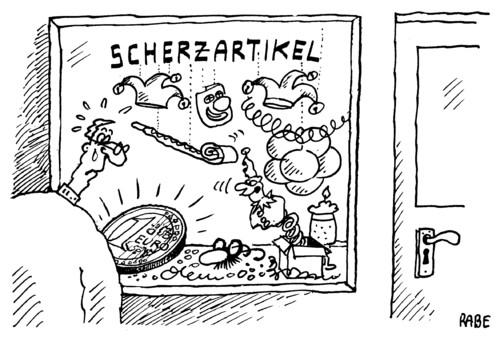 Cartoon: EU-Scherzartikel (medium) by RABE tagged euro,eu,währungsunion,geld,finanzen,rettungsschirm,rettungspaket,hilfspaket,banken,börse,karneval,fasching,münze,helau,luftballon,luftschlange,konfetti,pappnase,clown,kasper,mann,verkaufsstelle,laden,narrenkappe,elferrat,eu,euro,geld,finanzen,banken,banker,rettungsschirm,krise,hilfspaket,rettungspaket,münze,mann,karneval,luftballon,luftschlange